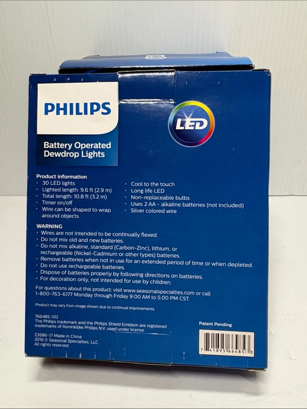 Philips Blue Dewdrop LED String Lights - Battery Operated Indoor Set of 3
